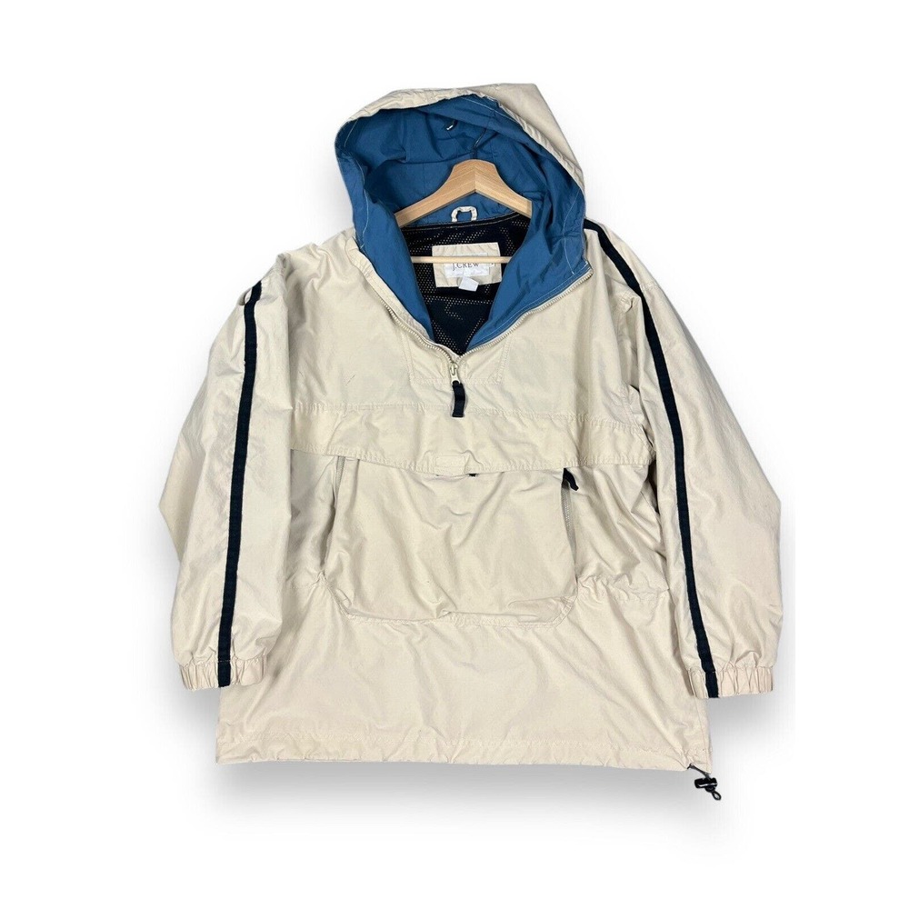 J Crew Oversized Vintage Hooded Pullover Anorak Jacket Mens Medium Tan